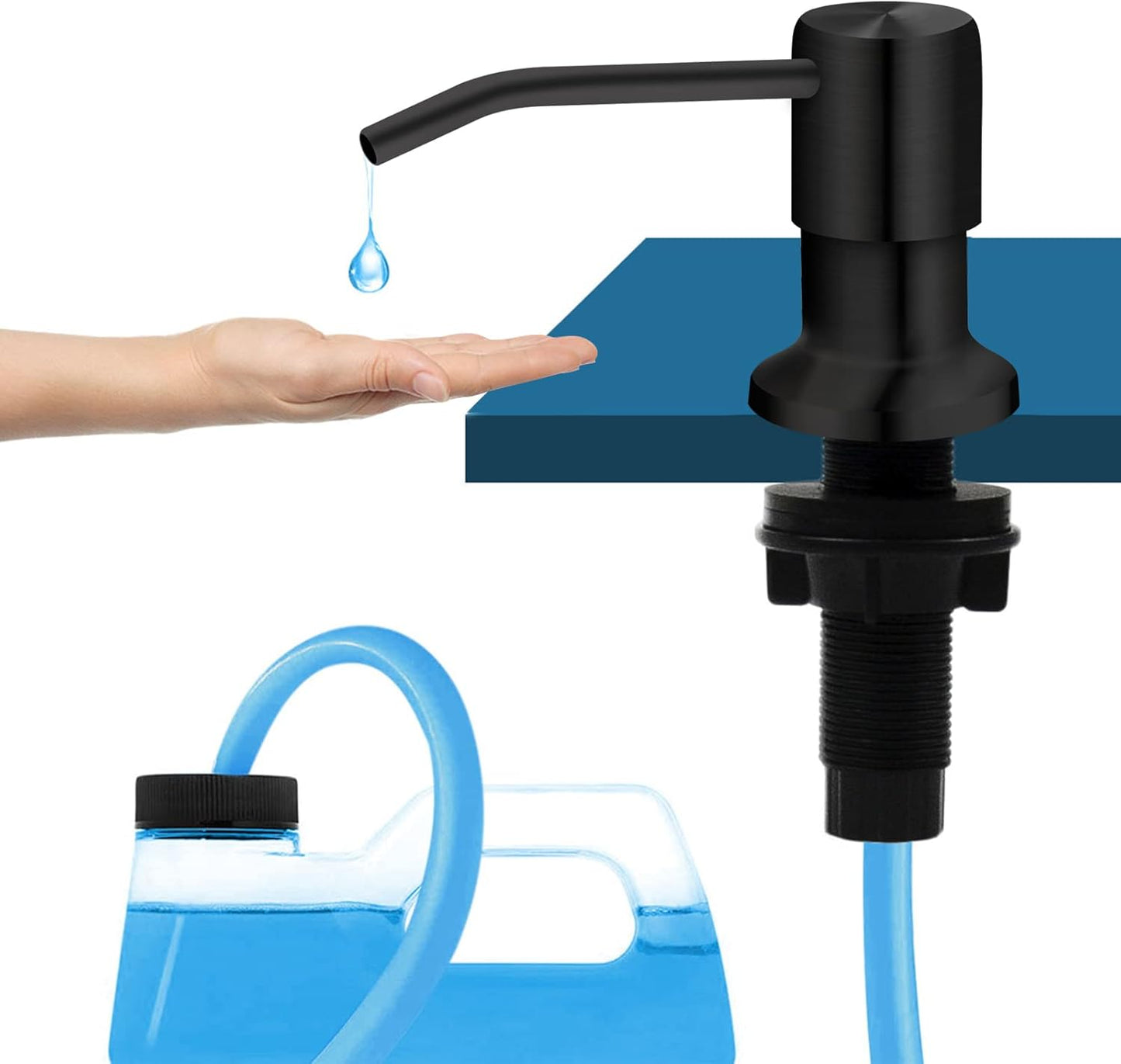 Soap Dispenser for Kitchen Sink, Kichen Sink Soap Dispenser, 47" Extension Tube kit, Under Sink Soap Dispenser Pump, No Need More Refills, Good Suction Power, Black