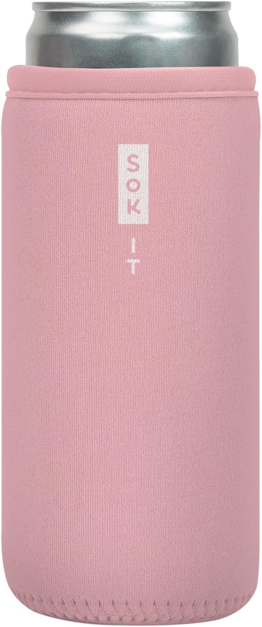 Sok It CanSok Sleeve for Beer & Soda Insulated Neoprene Cover (Millennial Pink, 12oz Slim Can Sleeve)