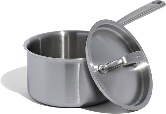 Made In Cookware - 2 Quart Saucepan with Lid - Stainless Clad 5 Ply Construction - Induction Compatible - Professional Cookware - Made in Italy