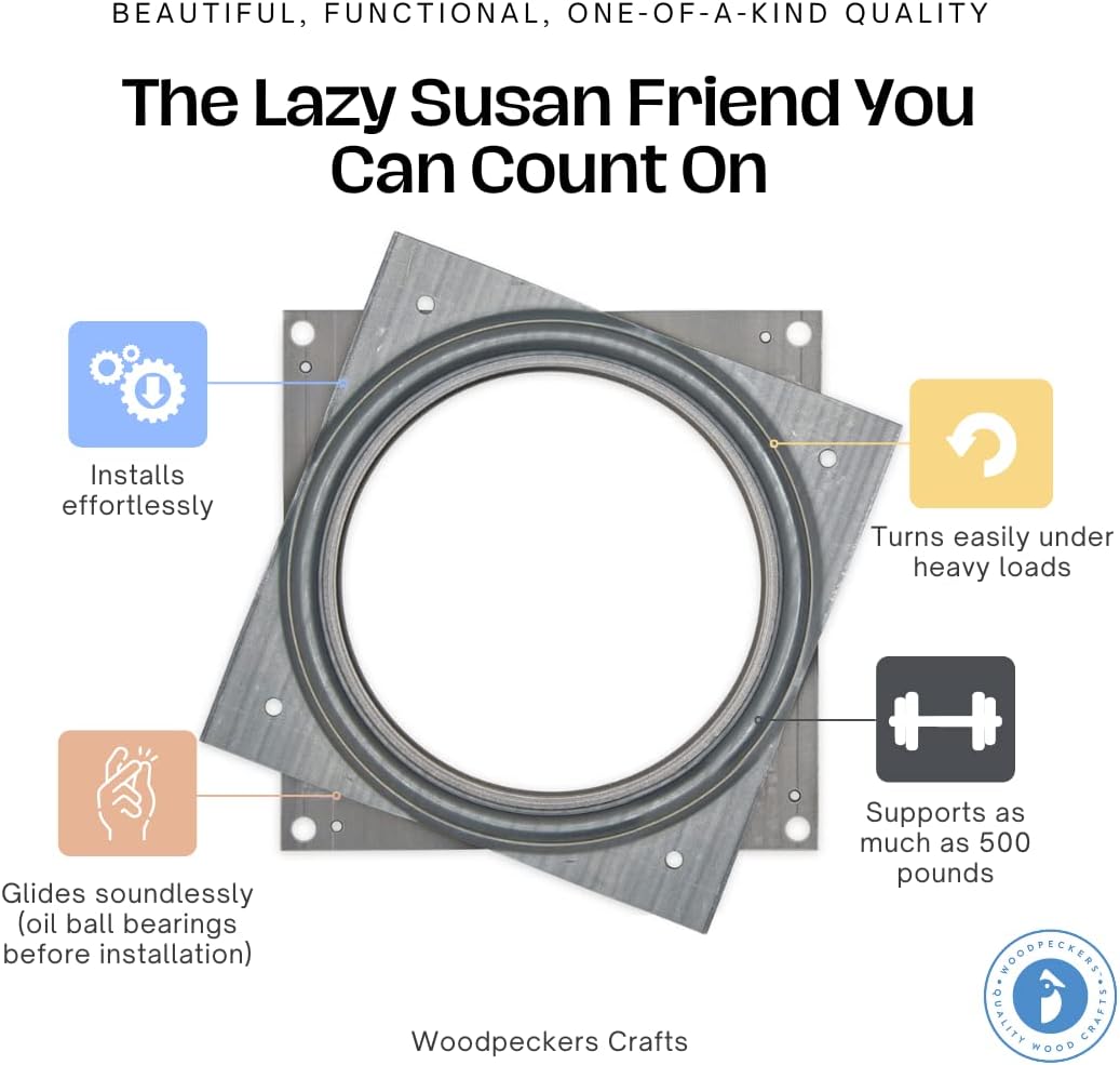Lazy Susan Hardware, 6 inch, 500 lbs. Load Capacity, Pack of 5 Steel Lazy Susan Turntable Ball Bearing, by Woodpeckers