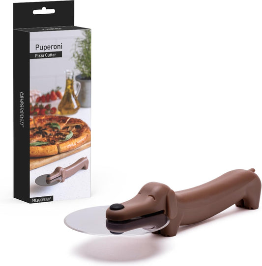 Peleg Design Puperoni Cute Pizza Cutter Wheel – Dog-Shaped Plastic Pizza Cutter Wheel with Stainless Steel Blade & Durable Plastic Handle, Fun Kitchen Gadget