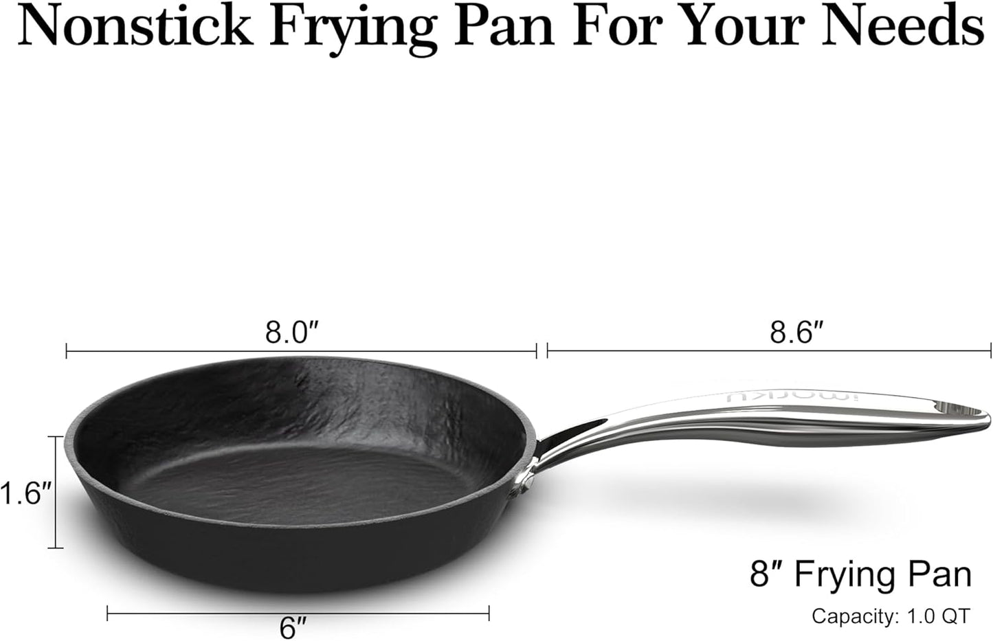 imarku Frying Pan Non Stick, 8inch Small Egg Pan, Induction Compatible Skillet, Omelette Pans with Stainless Steel Handle, Dishwasher Safe, Gifts for Men and Women