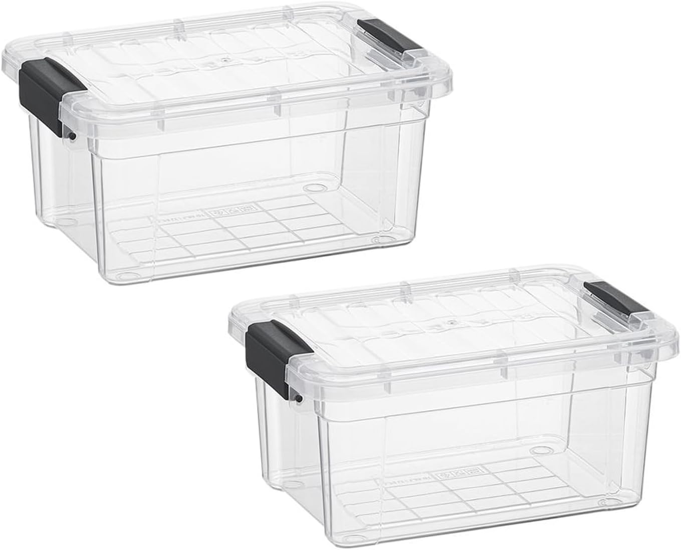 Superio Clear Storage Bins with Lids, Stackable Storage Box with Latches and Handles, Extra Small, 2 Pack 3 Quart