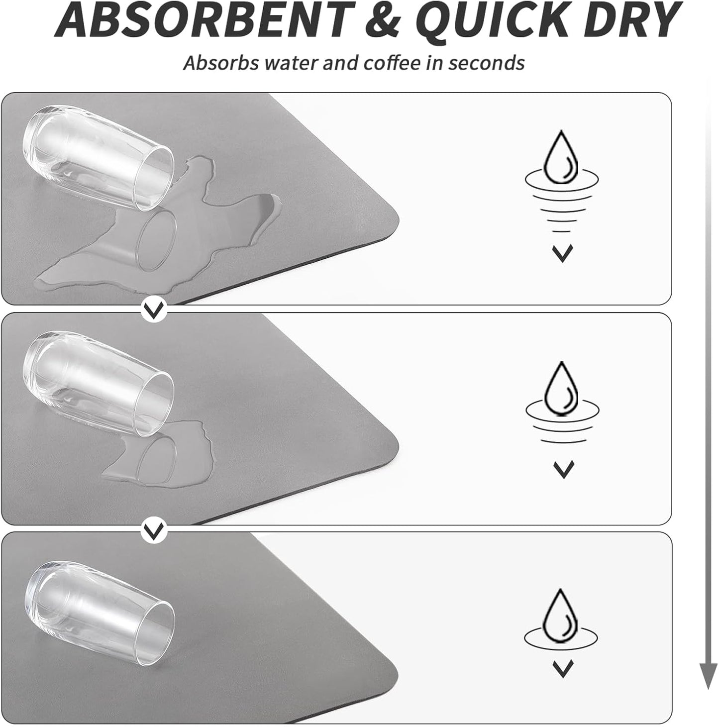 Coffee Mat - Absorbent Hide Stain Rubber Backed Dish Drying Mat for Kitchen Counter - Bar Mats for Countertops Accessories Fit Under Coffee Maker Espresso Machine