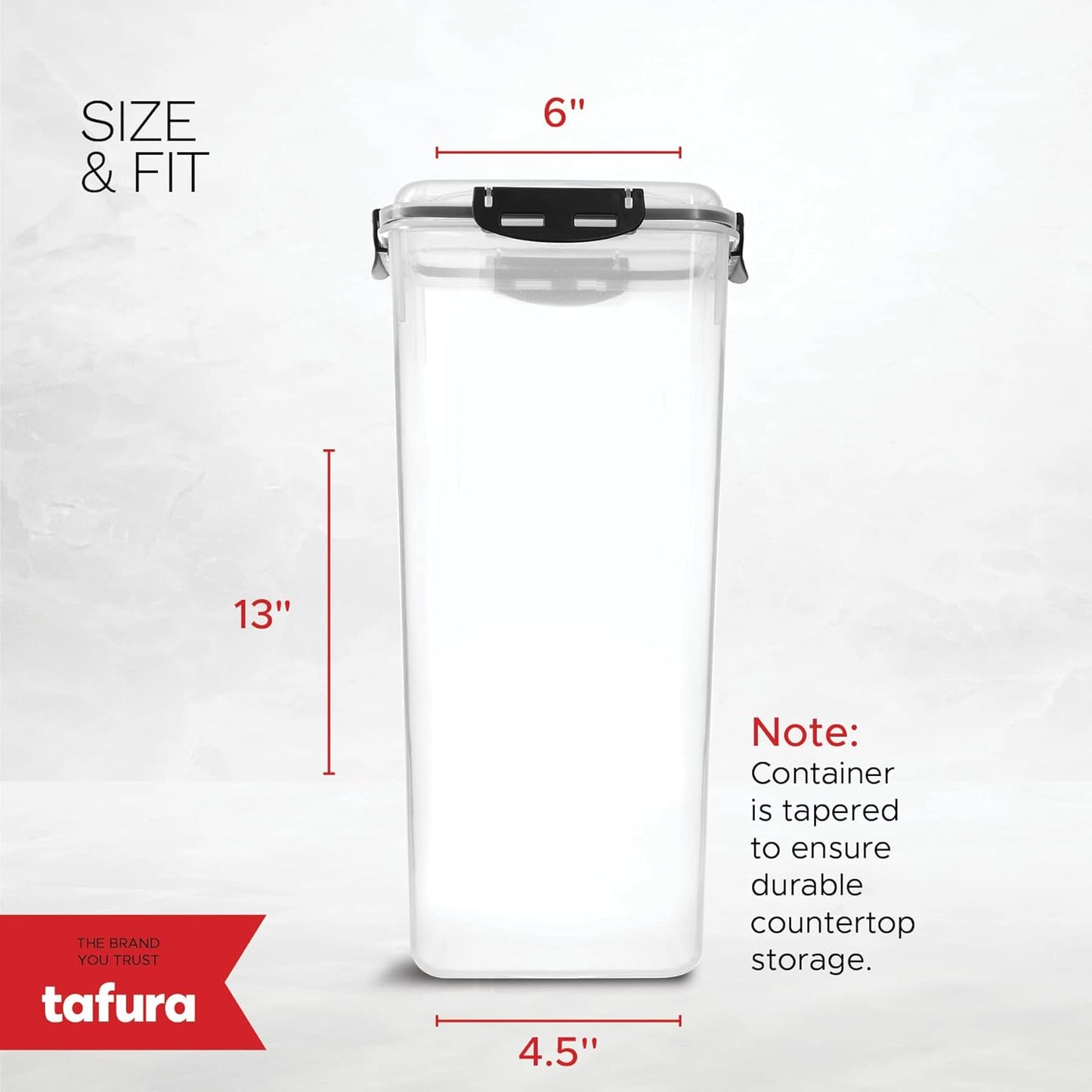 Tafura Bread Container - 2 Pack 5 Liter BPA Free Plastic Bread Box - Container/Holder for Homemade Loaves and Baked Goods with Black Airtight Lid