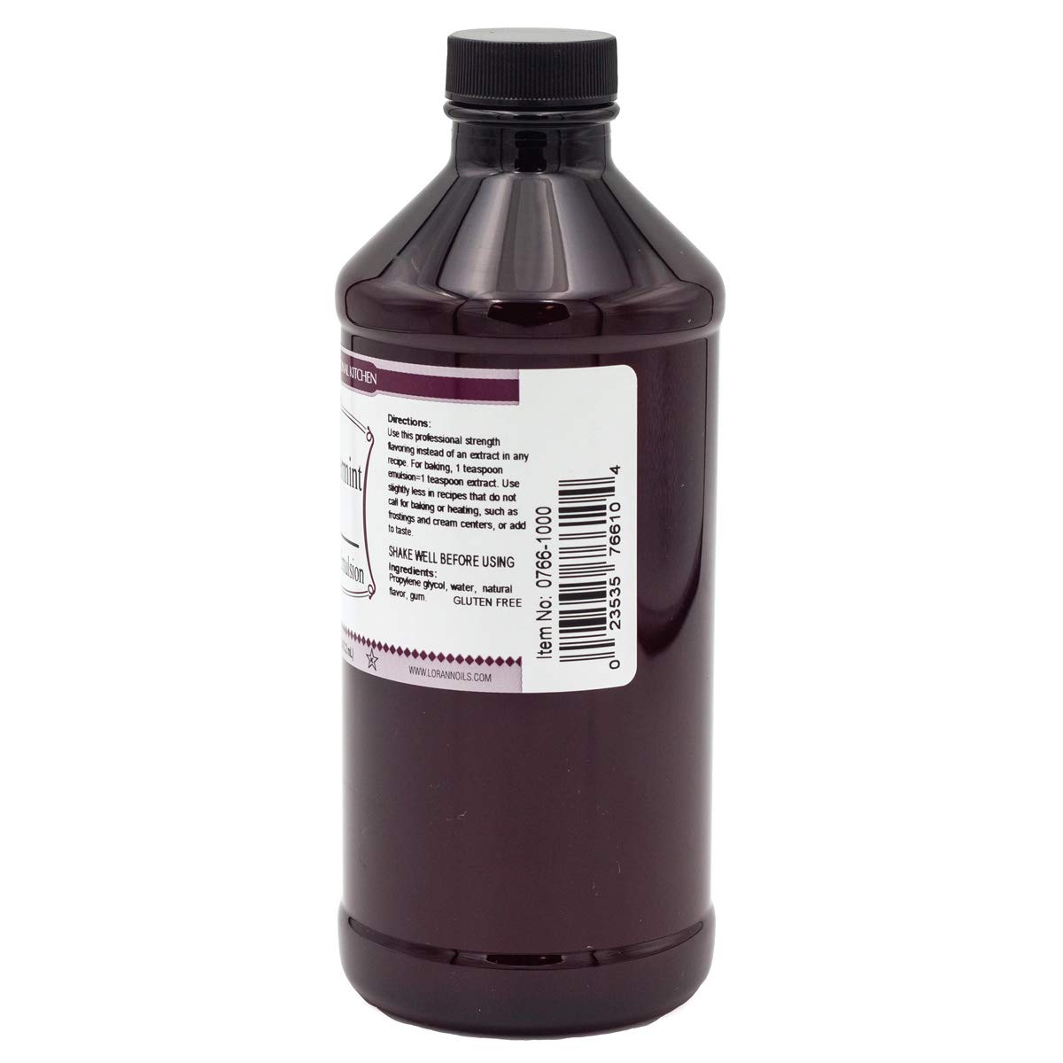 LorAnn Oils Peppermint Bakery Emulsion: True Essence, Ideal for Boosting Fruit Tones in Cakes, Cookies & Desserts, Gluten-Free, Keto-Friendly, Extract Substitute Essential for Your Kitchen, 16 Oz