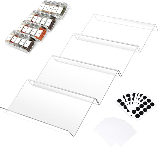 Acrylic Seasonings Spice Rack,Acrylic Spice Drawer Organizer,4 Tier,for Drawer/Countertop,Organize and Display Your Spices,and Seasonings(Jars not included)