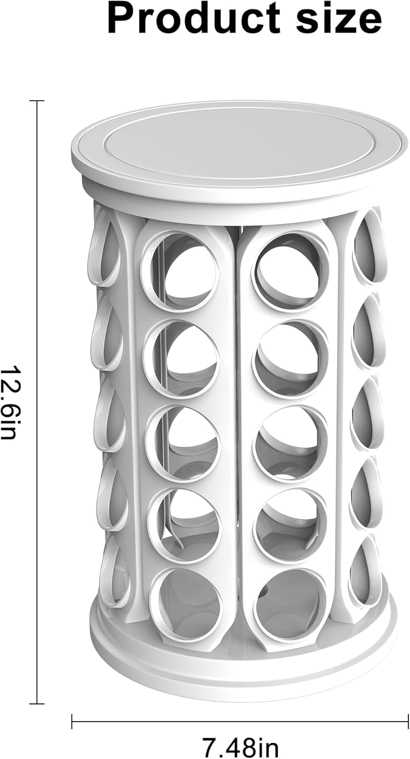 CEHNCEH Coffee Pod Carousel Organizer: Compatible with 40 Keurig K-Cup Pods, Large Compacity Coffee Capsule Holder, NEW Modern Design, Home or Office Kitchen Counter Organizer (White)