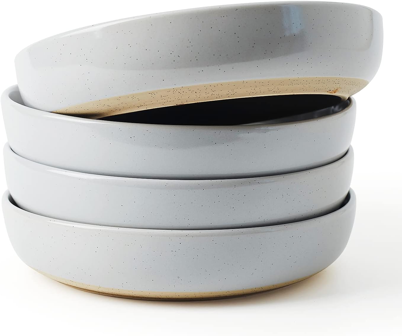 famiware Milkyway 33 oz Bowl Set, Pasta Bowls Set of 4, Salad Bowls Perfect for Your Friend for Housewarming, Thanksgiving, Christmas, Light Gray