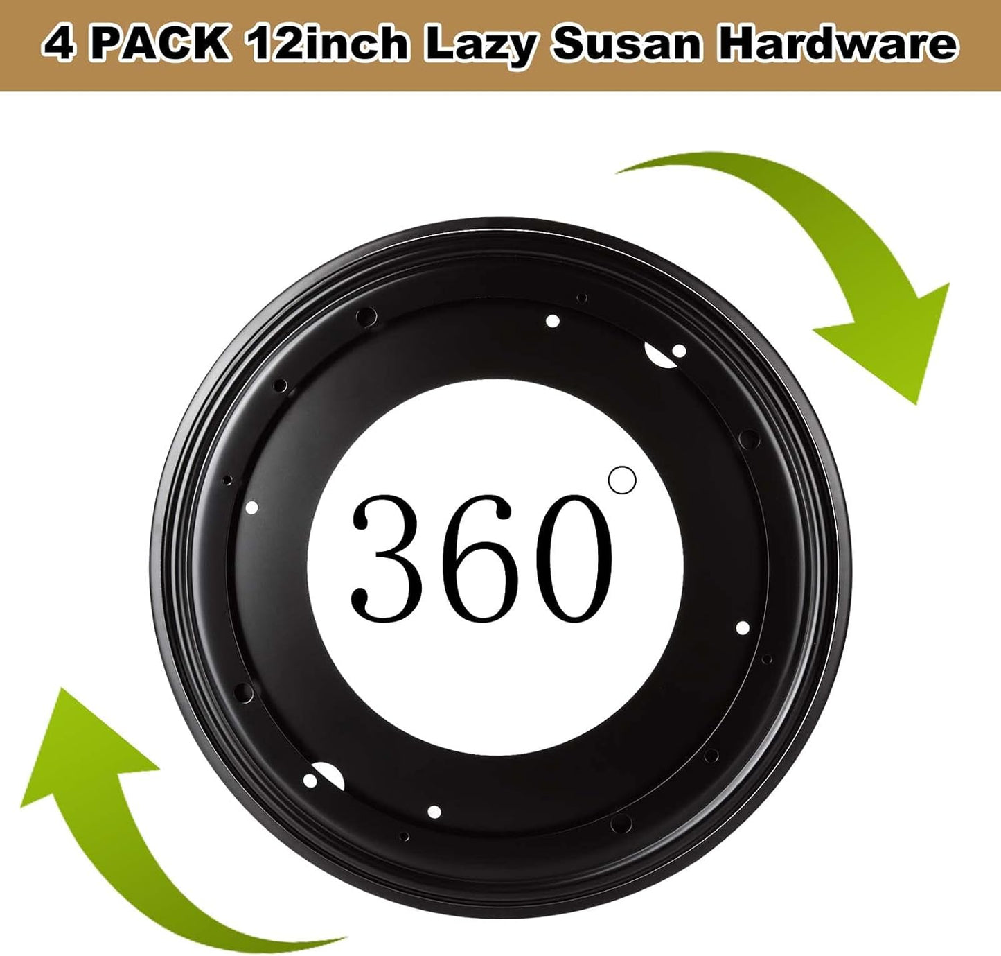 12 inch Lazy Susan Hardware, 4 Pcak Large Lazy Susan Turntable Bearing 5/16" Thick 1000lbs, Lazy Susan for Table, Serving Trays, Kitchen Storage Racks, Craft Table, Rotating Bearing Plate