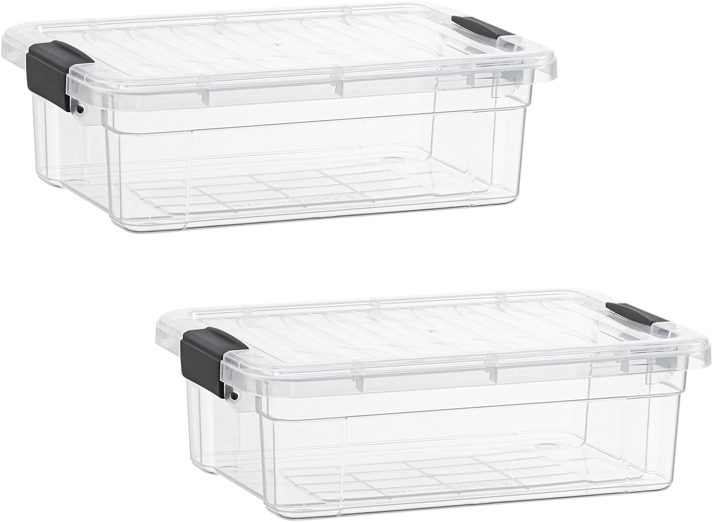 Superio Clear Storage Boxes with Lids, 2.5 Quart Plastic Container Bins for Organizing, Stackable Crates, BPA Free, Non Toxic, Odor Free, Organizers for Home, Office, School, and Dorm