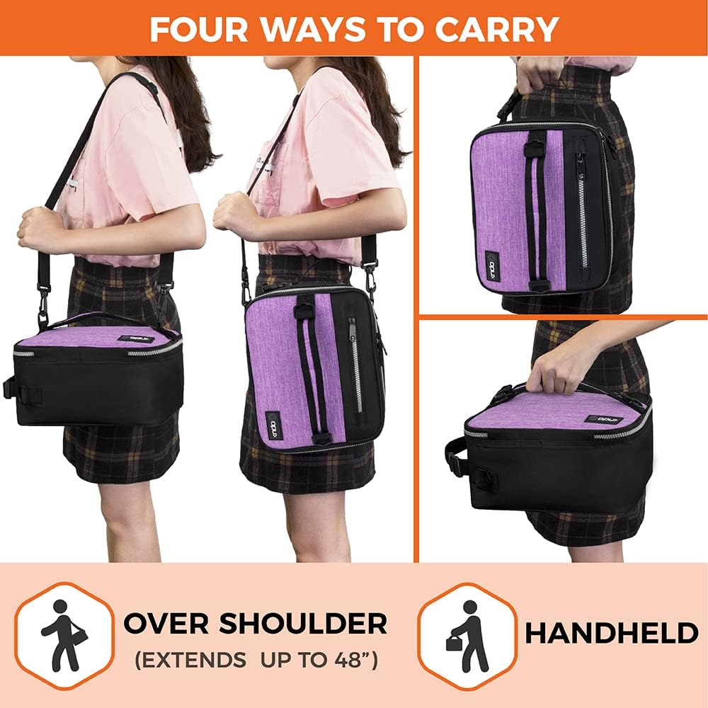 opux Insulated Lunch Box for Men Women Adult, Compact Lunch Bag for Kids Boy Girl Teen, Soft Lunch Cooler Bag for Work School, Leakproof Lunchbox Lunch Pail with Clip-on Buckle, Heather Purple