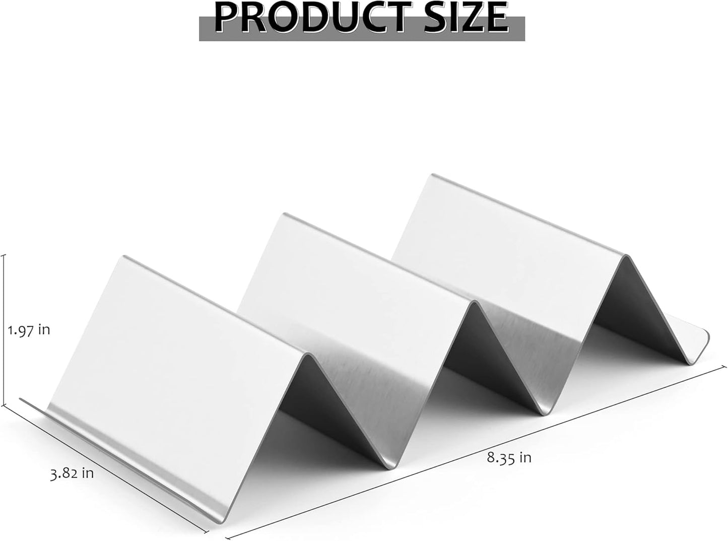 Smithcraft Stainless Steel Taco Holder Set - Stand with Handle, Holds Up to 3 Tacos Each