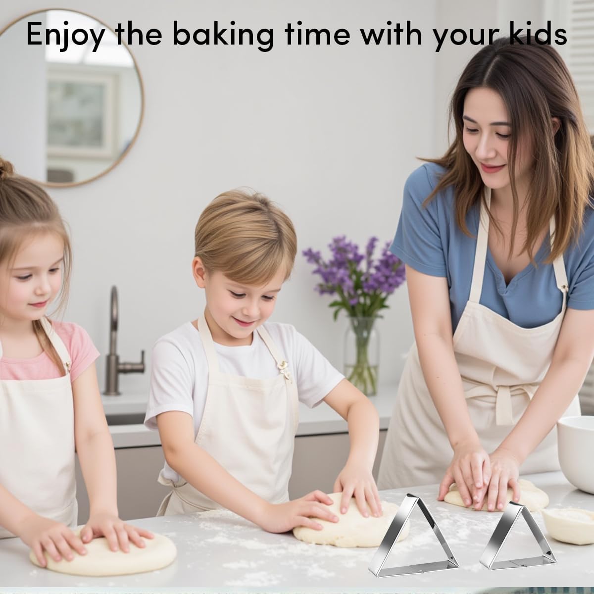 Equilateral Triangle Cookie Cutter Set Large Stainless Steel Geometric Frame Plaque Cookie Cutters Shapes Molds - 1 Inch Depth (4 Sizes)