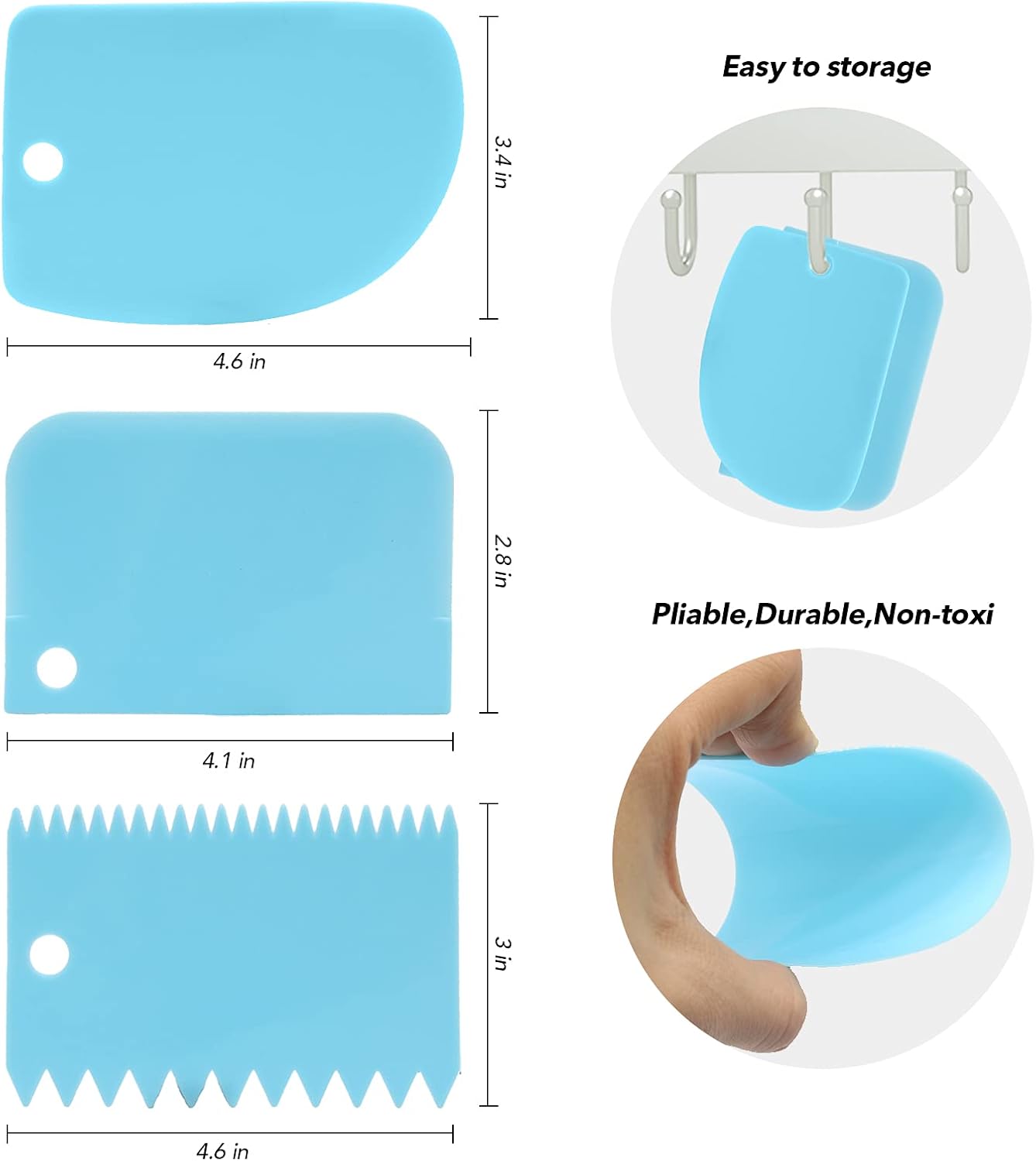 Angled Icing Spatula Set and 3 Packs Cake Scrapers Smoother, Stainless Steel Offset Spatulas Cake Frosting Spatula Set for Pastry Decorating Tools