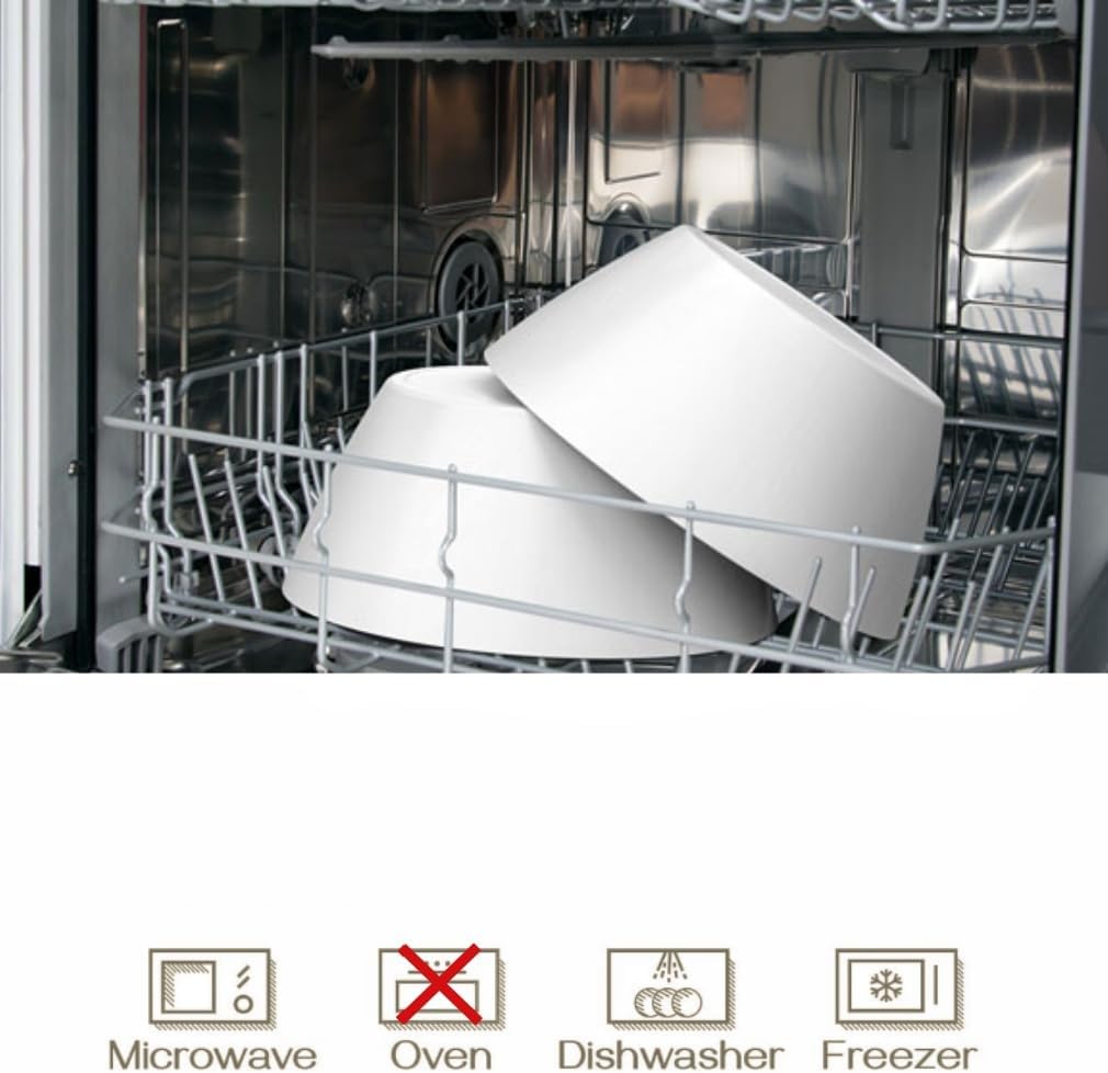 10 inch Large Salad Bowls, White Serving Bowls 118 oz, Bamboo Fiber Bowls Set of 3, Microwave and Dishwasher Safe, Great for Salad, Fruits, Vegetables and Party