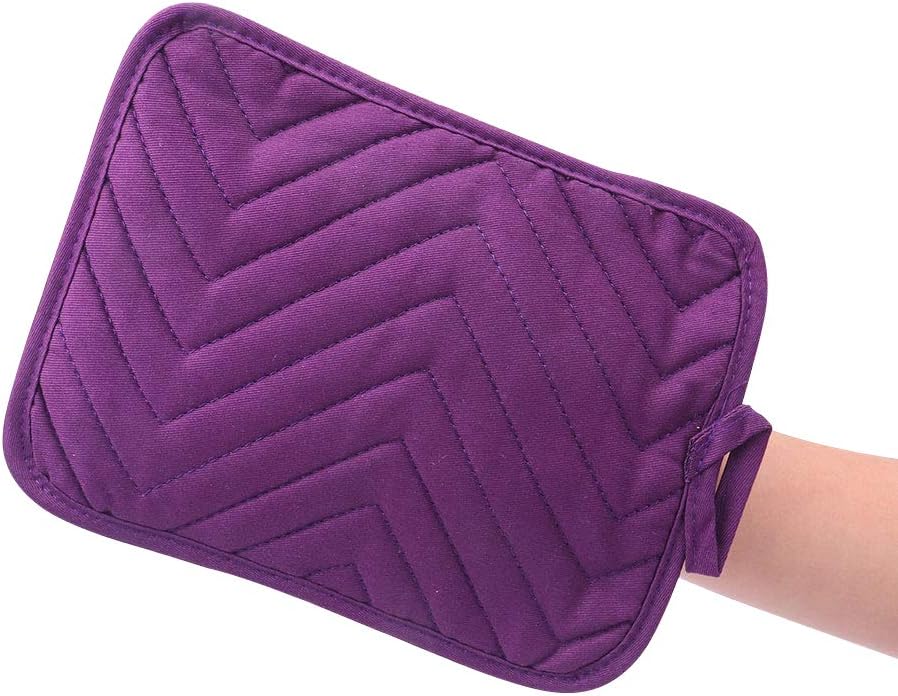 Anyi Pot Holders for Kitchen Heat Resistant, Cotton Hot Pads for Counter Table, Purple Kitchen Pot Holders with Pocket