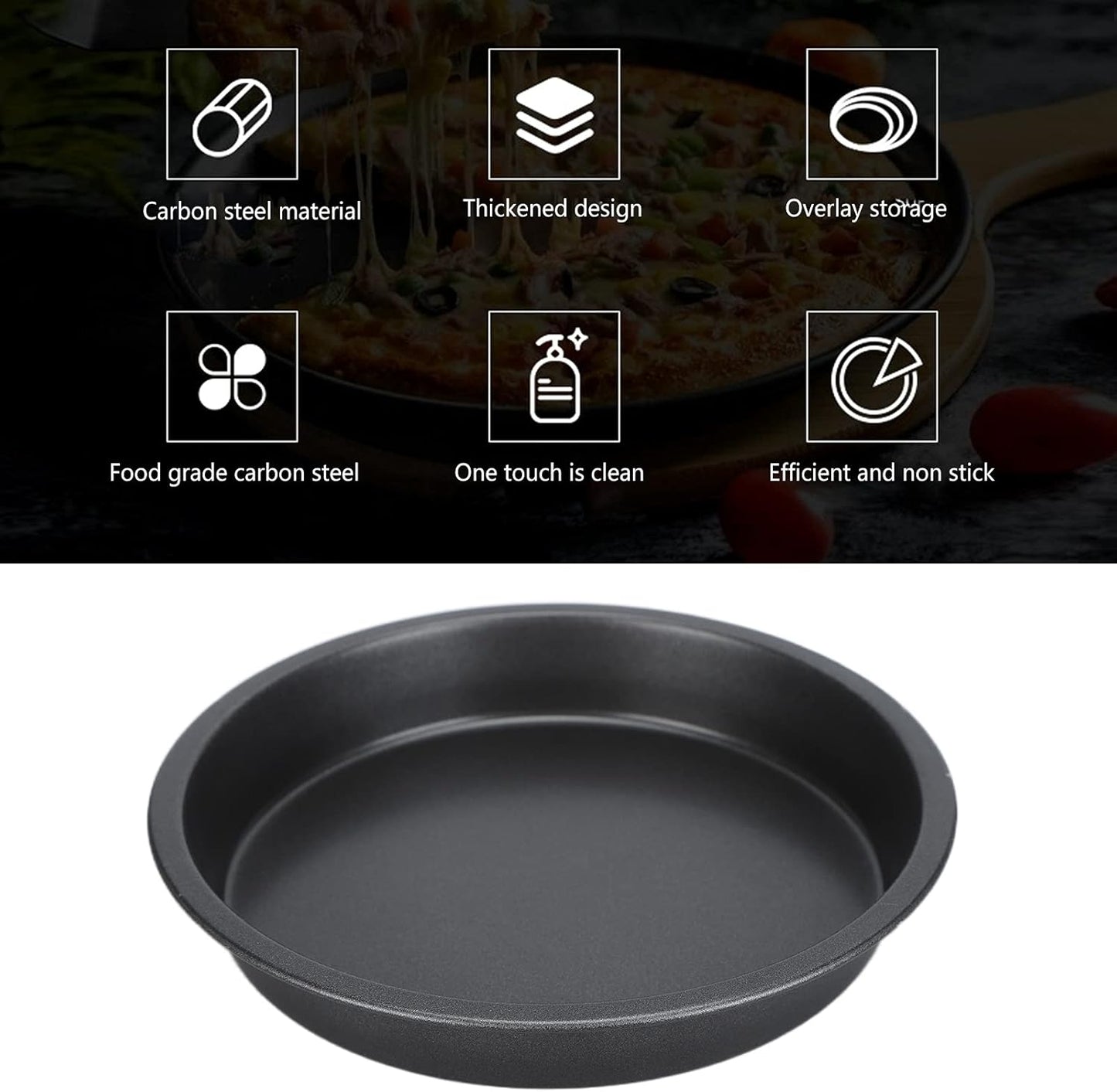 2Pcs Pizza Pan, 6in/9in/10in/12in Deep Dish Round Pizza Pan for Oven, Non Stick Thickened Carbon Steel Baking Pan for Home Kitchen, Dishwasher Safe(9in)