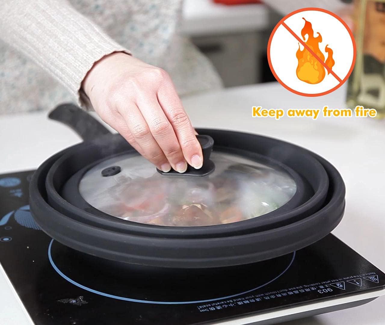 Microwave Splatter Glass Cover with Collapsible Silicone for Food Cover Plate Cover 10.8 inch with Anti-Scalding Gloves