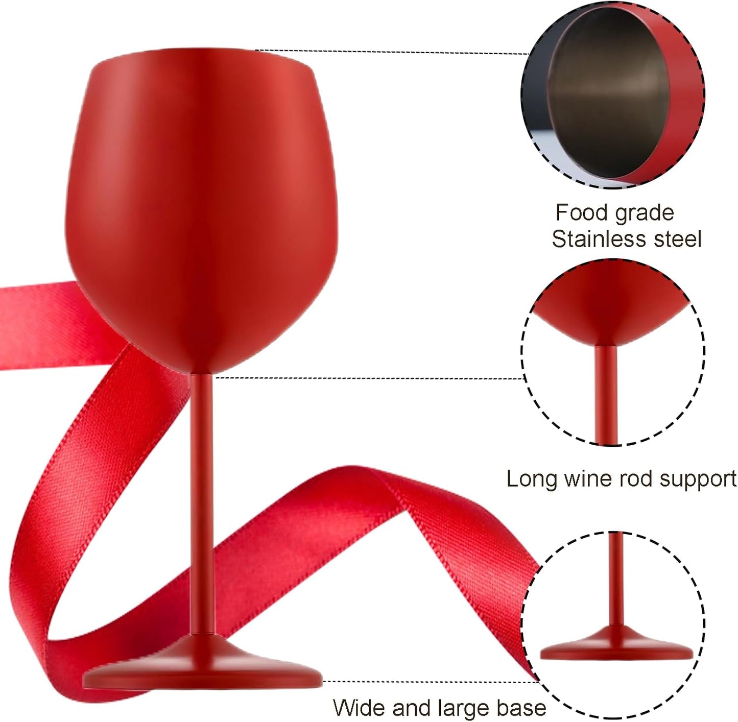 Stainless Steel Wine Glasses Set of 2, 18 oz Unbreakable Red Wine Glass Unique Metal Wine Goblets for Outdoor Capming and Pool Gift for Wine Lovers