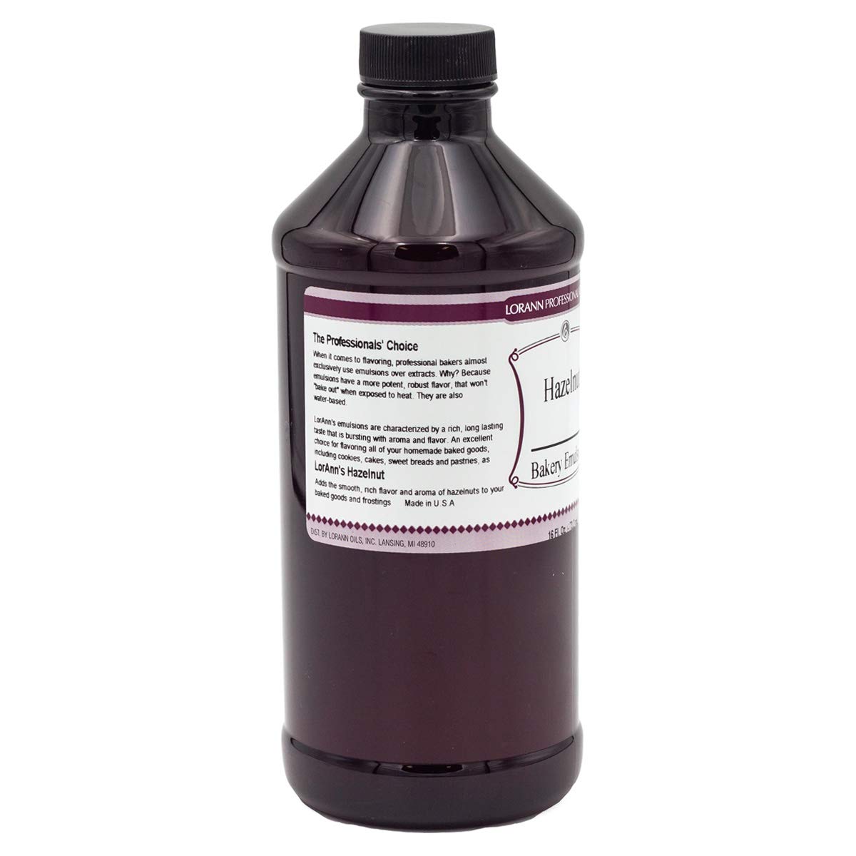 LorAnn Oils Hazelnut Bakery Emulsion: True Essence, Ideal for Boosting Fruit Tones in Cakes, Cookies & Desserts, Gluten-Free, Keto-Friendly, Extract Substitute Essential for Your Kitchen, 16 Oz