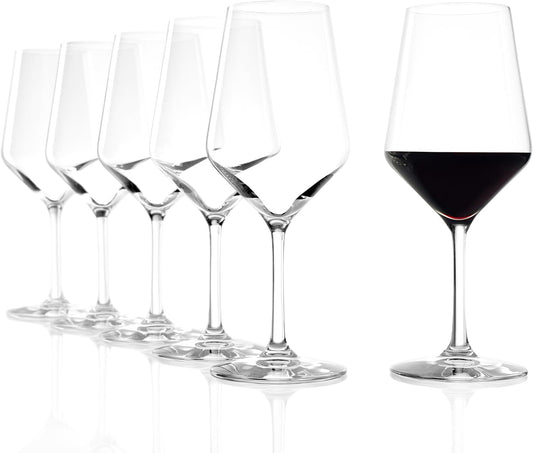 Stölzle Lausitz Red Wine Glasses Set of 6 (REVOLUTION). Dishwasher Safe, Lead-free Crystal Red Wine Glasses (16.5 fl oz). Shatter-Resistant Elegant Wine Glasses - Genuine Stölzle Wine Glass Set