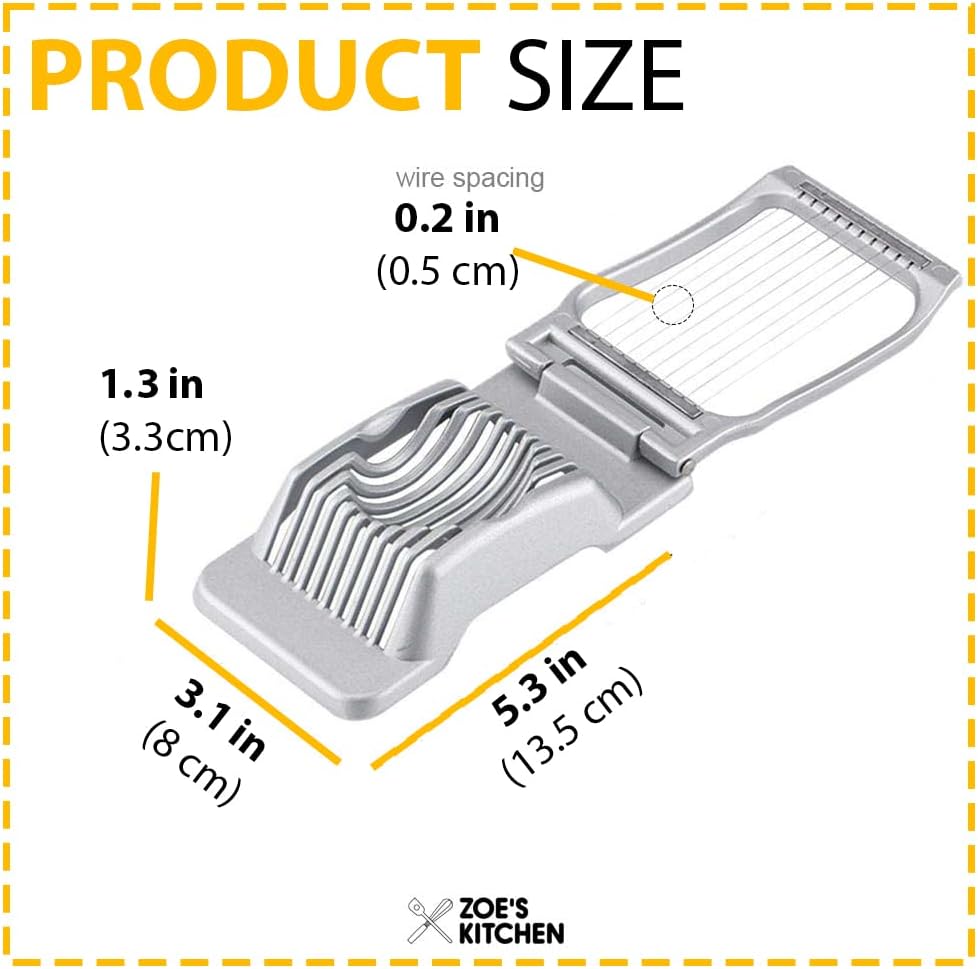 Zoe's Kitchen Good Grip Egg Slicer for Hard Boiled Eggs Heavy Duty Professional Large Aluminum Egg Slicer with Stainless Steel Wires Kitchen Aid Egg, Strawberry Slicer Hard Boiled Egg Cutter (Silver)