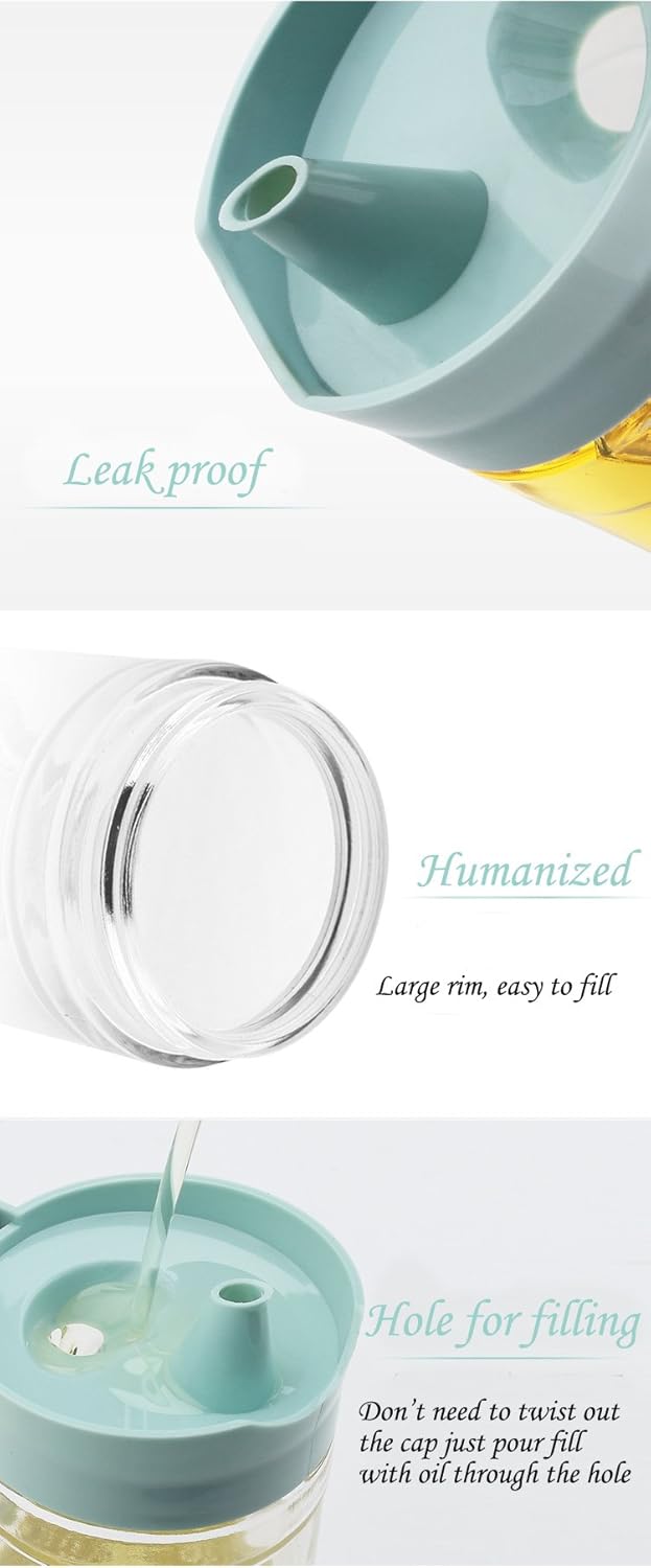 TENTA KITCHEN Olive Oil Vinegar Syrups Bottle Dispenser Cruet - 650ml(22Oz) Oil Bottle Glass With No Drip Plastic Bottle Spout And Protective Cap