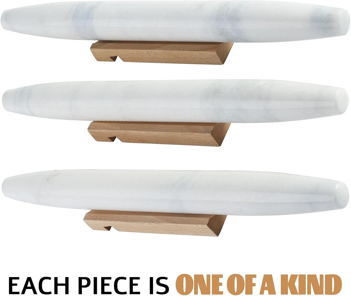Koville African Natural Marble French Rolling Pin, 16inch Non-Stick Rolling Pin for Baking, Dough Roller for Pasta, Dumpling, Fondant, Pie, Bread, Pizza, Kitchen Baking Tools(Namib Fantasy)