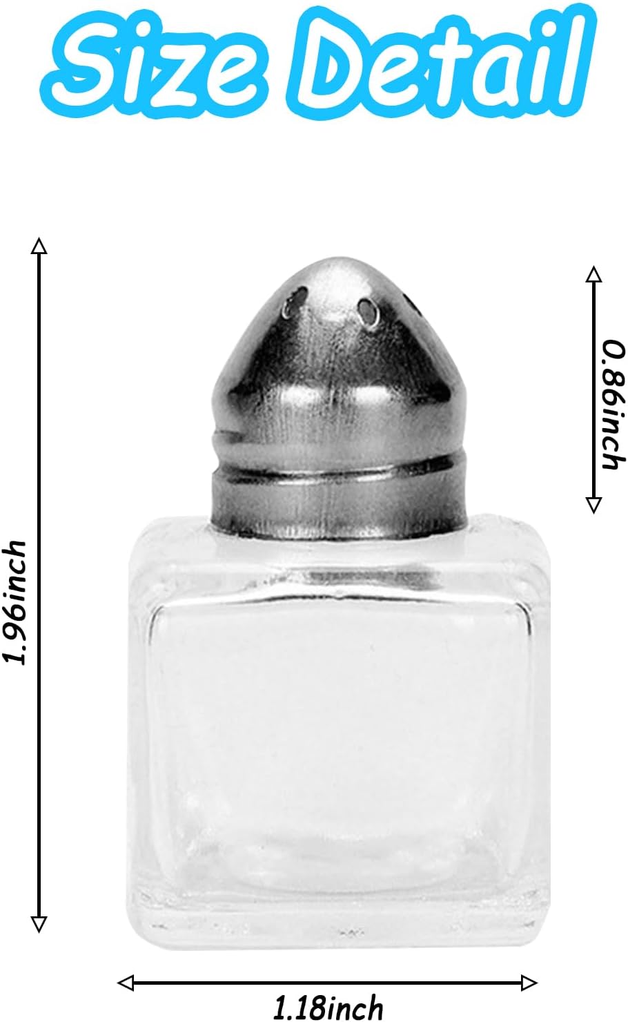 100 Pack Mini Salt and Pepper Shakers, 0.5 OZ Bulk Clear Glass Seasoning Jars Spice Shaker, Small Cube Glass Spice Shaker Container with Stainless Steel Lid for Kitchen Restaurant Supplies