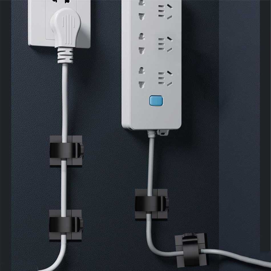 100 PCS Cable Clips Cord Organizer (Small, Medium,Large),Wire Holder for Cable Management, Outdoor Light Clips Light Hooks for LED String,Car Dash Cam, Extension Cord (Clear)