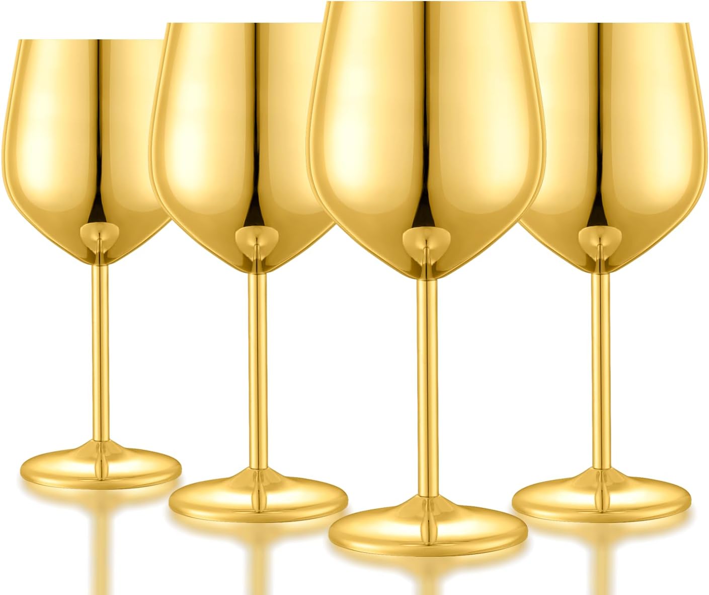 Stainless Steel Wine Glasses Set of 4 Unbreakable Gold Wine Glass 18 oz Unique Metal Wine Goblets for Outdoor, Travel, Camping, Pool, Ideal Gift for Wine Lovers