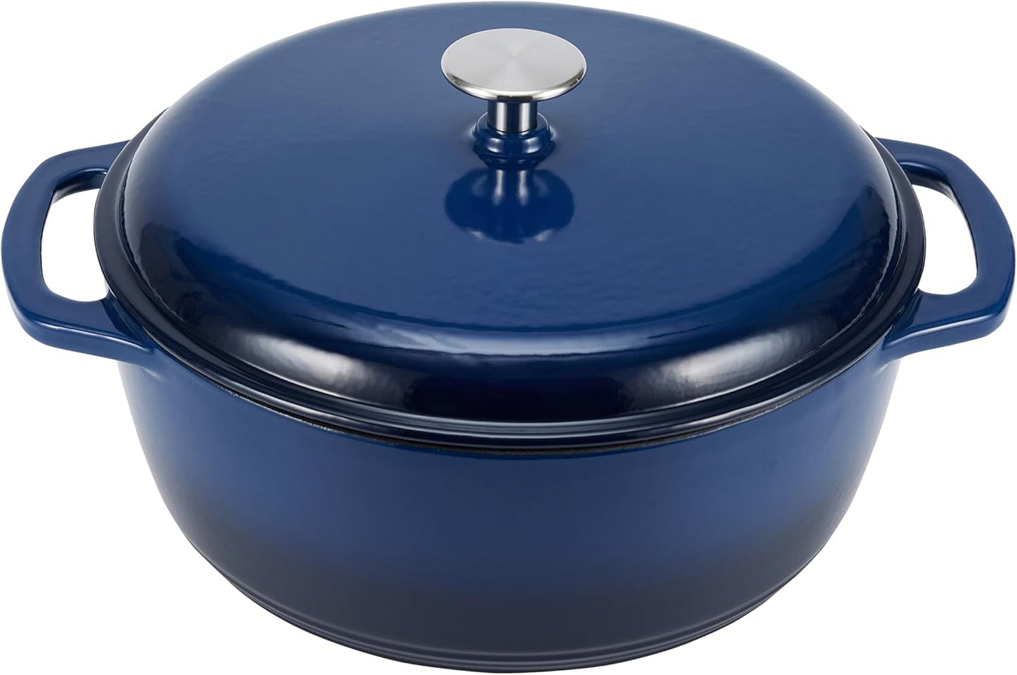 Amazon Basics Cast Iron Dutch Oven Pot with Lid, Enameled, Round, Dual Handles, Heavy-Duty, Medium, 6-Quart, Navy