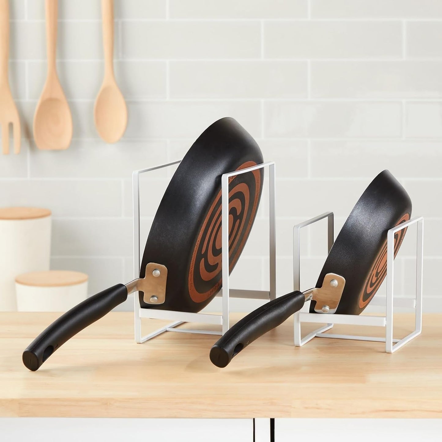 Juvale 3-Piece Plate Organizer - Space-Saving Cabinet Storage & Dish Storage Rack - Plate Stand & Pot Lid Holder - Pack of 3, White, 1 Large & 2 Small