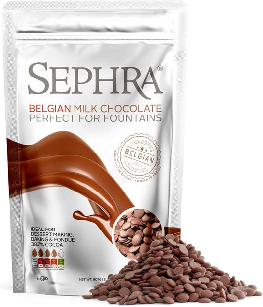 Sephra Fountain-ready Belgian Milk Chocolate 2lb Bag - Ideal for Melting