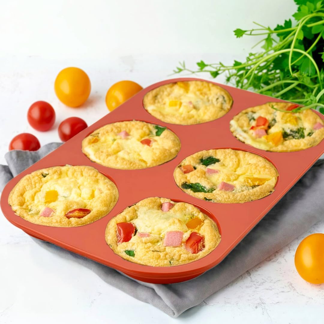 JOERSH 2-PK Silicone Egg Mold Non-Stick 4 Inch Jumbo Size Muffin Top Pan, Large Round Silicone Molds for Baking Hamburger Bun, Egg Bites, Breakfast Sandwiches, Pancakes