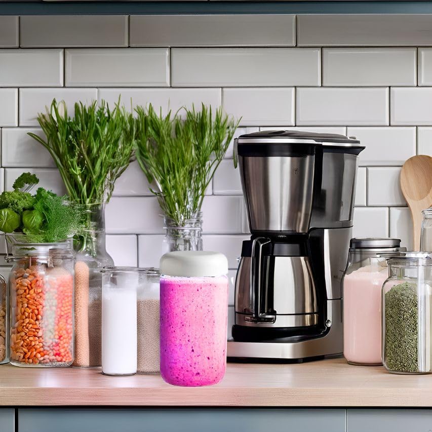 Jarming Collections Mason Jars - 32 Oz Extra Wide Mouth Glass Jars with Lids - Quart Containers - Made in USA (2 White Dome Plastic Lids)