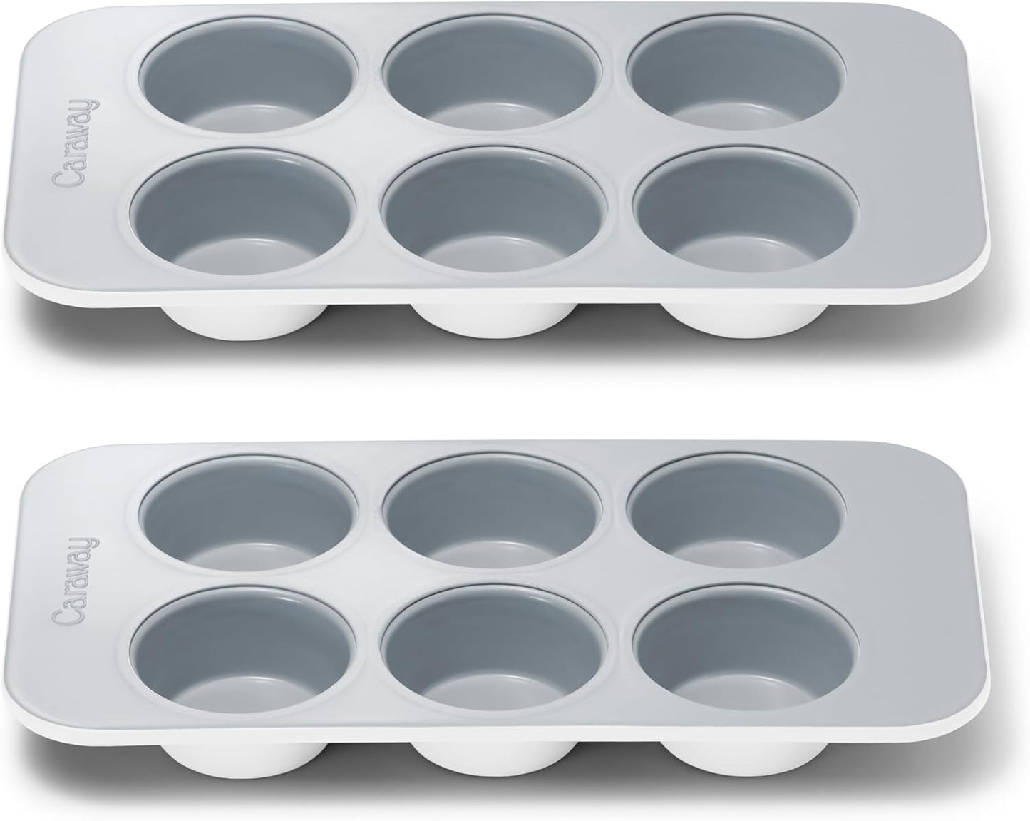Caraway Nonstick Ceramic 6 Cup Muffin Pan Duo – Non-Toxic, PTFE & PFOA Free – Oven Safe – Aluminized Steel Core – Small Muffin Pan for Baking Cupcakes, Muffins & More - White