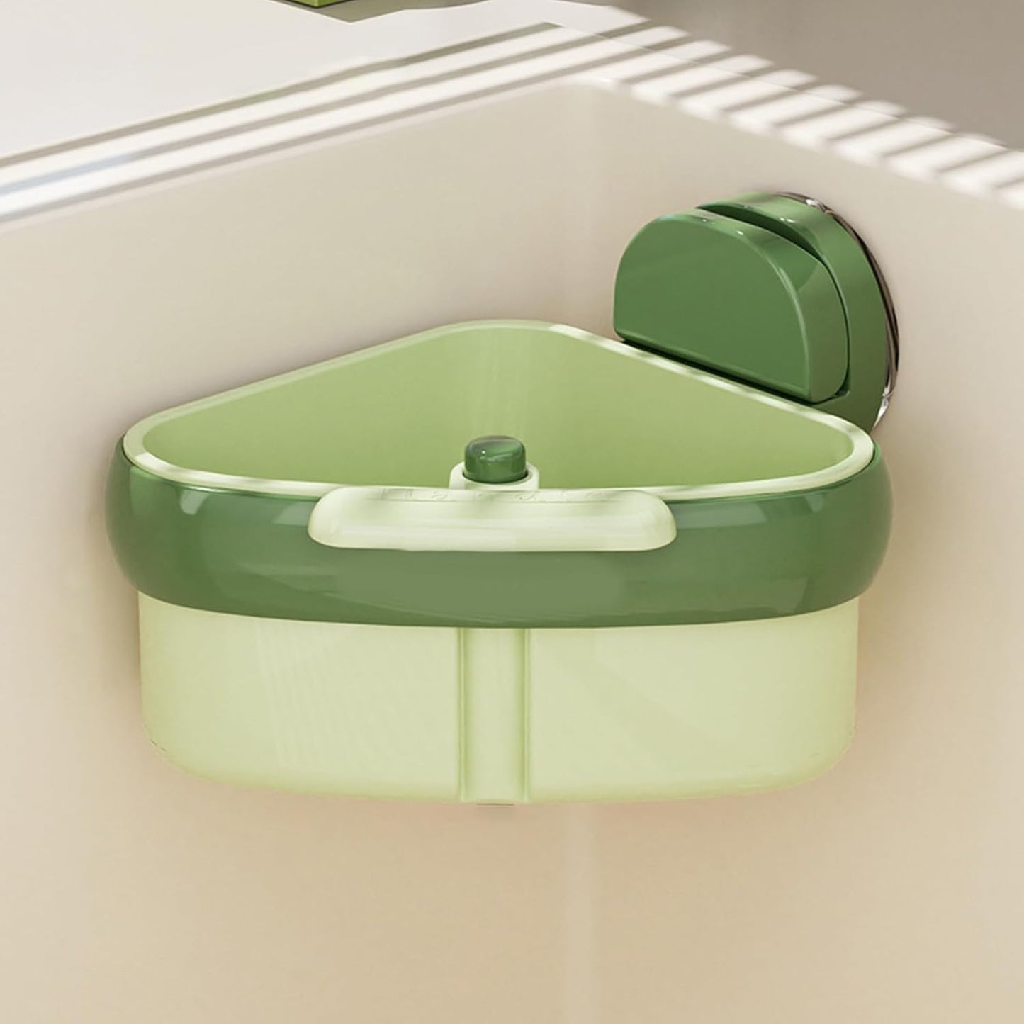 Kitchen Corner Sink Strainer with Suction Cup, Food Waste & Trash Basket, Triangle Drain Rack with Automatic Dumping, Perfect for Vegetables, Scraps & Easy Cleaning