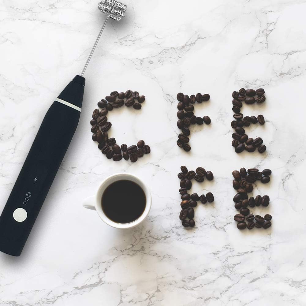 Rechargeable Foam Maker with Double Whisk, RIJAHO Upgraded 3 Speeds Frother Handheld for Milk Coffee, Latte, Matcha