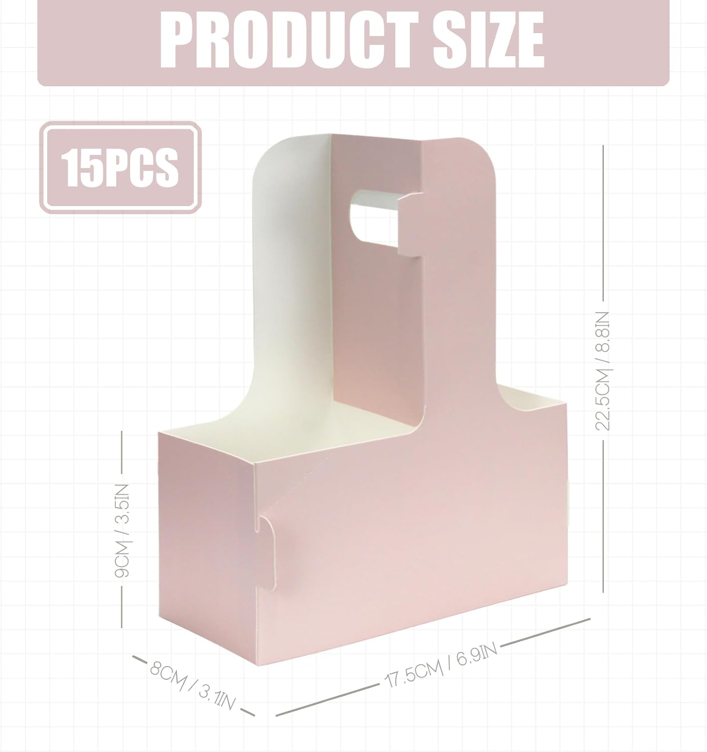 2 Cup Disposable Drink Carrier for Delivery with Handle,15 Count Pink Paperboard Cup Holder,Cup Carriers for Hot or Cold Drinks,Coffee Carrier, Food Delivery,Take Out Cup Carriers (Pink, 15 PCs)