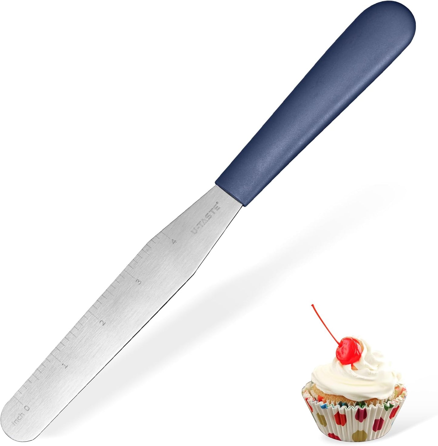 U-Taste 6in Cake Icing Spatula: Flexible Decorating Frosting Knife with Straight Thinner Stainless Steel Blade, Smooth Spreading Tools with Comfortable PP Handle for Cream, Cupcake (Midnight Blue)