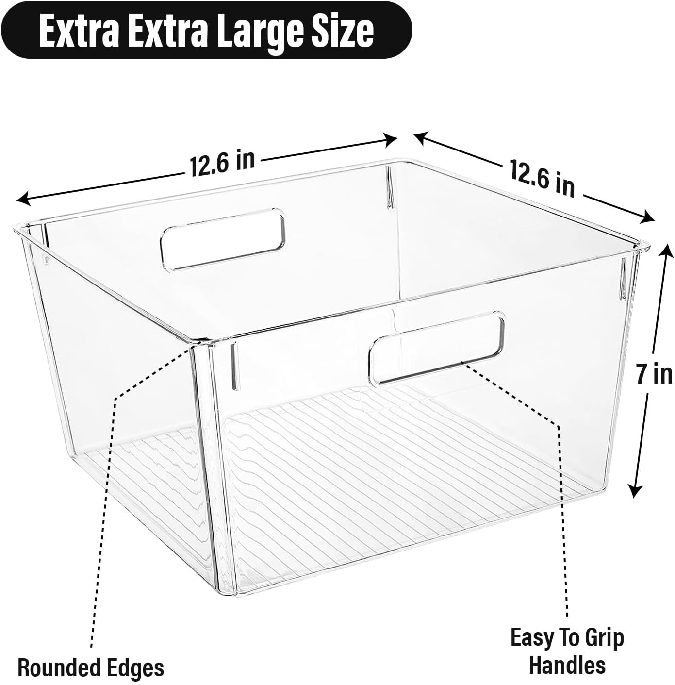 Extra Large Stackable Clear Plastic Storage Bins with Lids, Perfect for Kitchen Organization or Pantry Organization and Storage, Fridge Organizer Bins for Organizing, Under the Sink Organizers