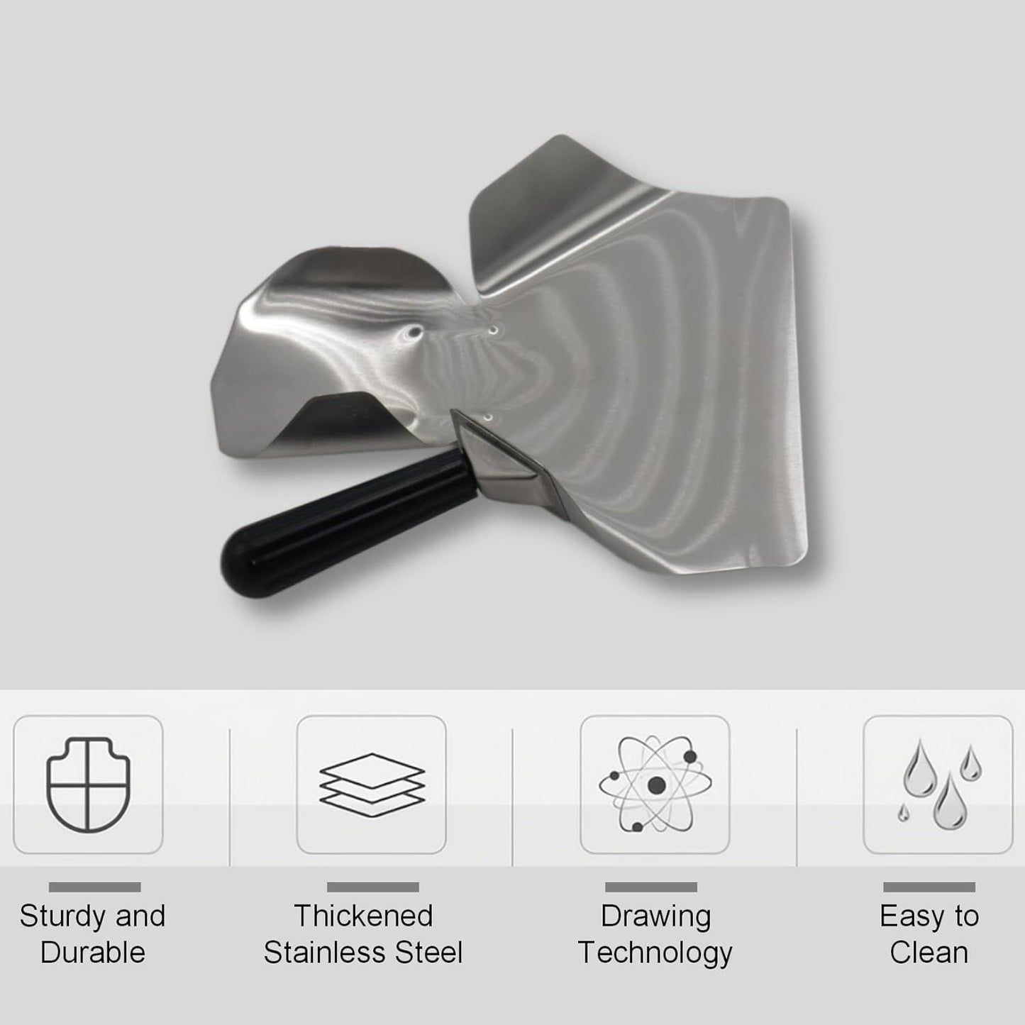 2-Pack Stainless Steel Popcorn Scoop Scooper - French Fry/Popcorn Quick-Fill Tool for Bagger Bags & Snack Machines (Desserts/Candy/Ice)