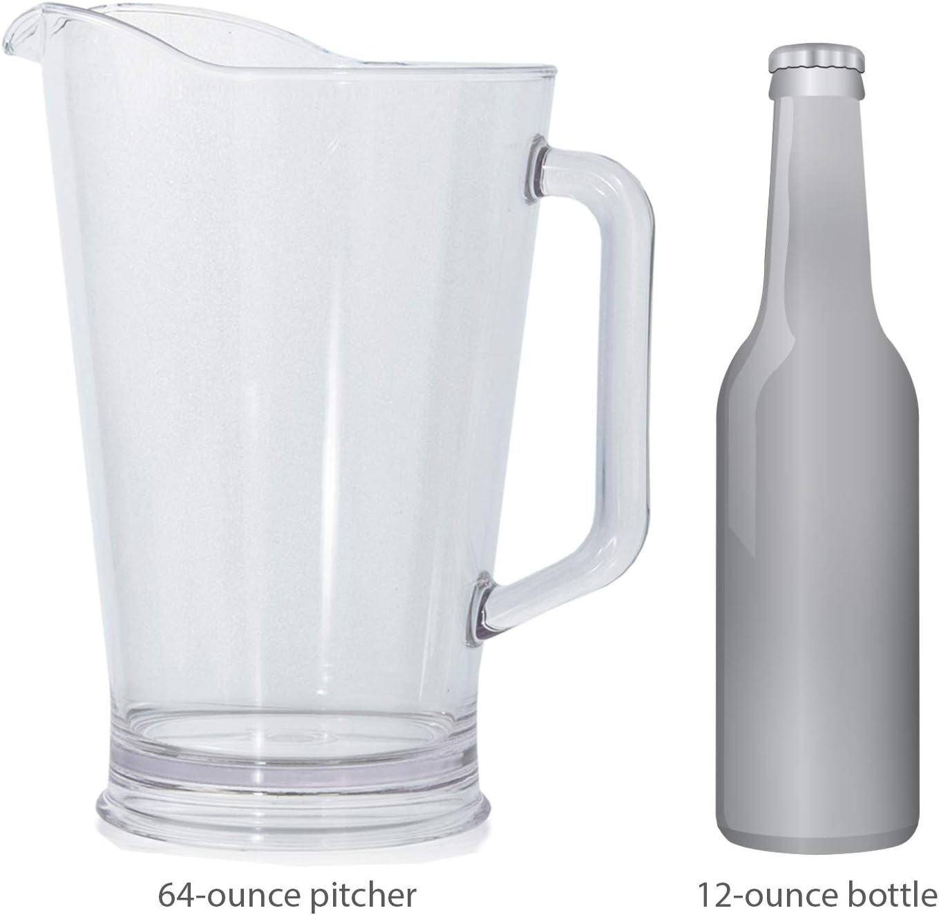 US Acrylic 64oz Bistro Clear Pitcher | Set of 2 Beer Pitchers | Reusable, BPA-free, Made in the USA, Indoor and Outdoor Pitcher Set for Water, Lemonade, Juice, Soda Pop, and Beer
