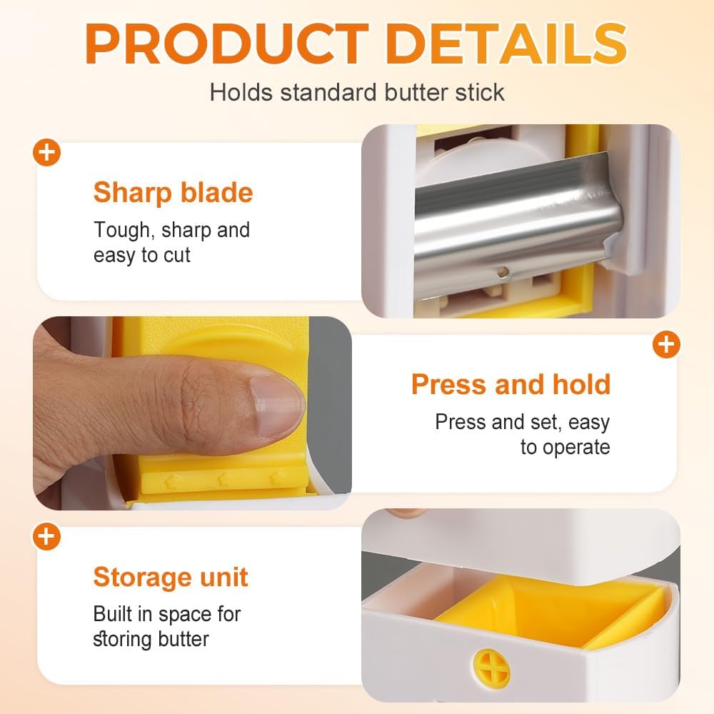 Butter Cutter, One-Click Butter Cutter,2025 NEW Single-Stick Butter Cutter, Butter Dispenser with Stainless Steel Blade and Storage Case for Quickly Making Bread, Cakes, Breakfast (1PCS)
