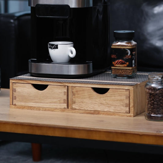 Storage Drawer Holder for Capsules Coffee Pod K-cup Organizer /2 Drawers for Counter Organization for Kitchen Utensil Storage Home Decor Office Supplies- Coffee Brewer Accessories Wood 1D2C-LT