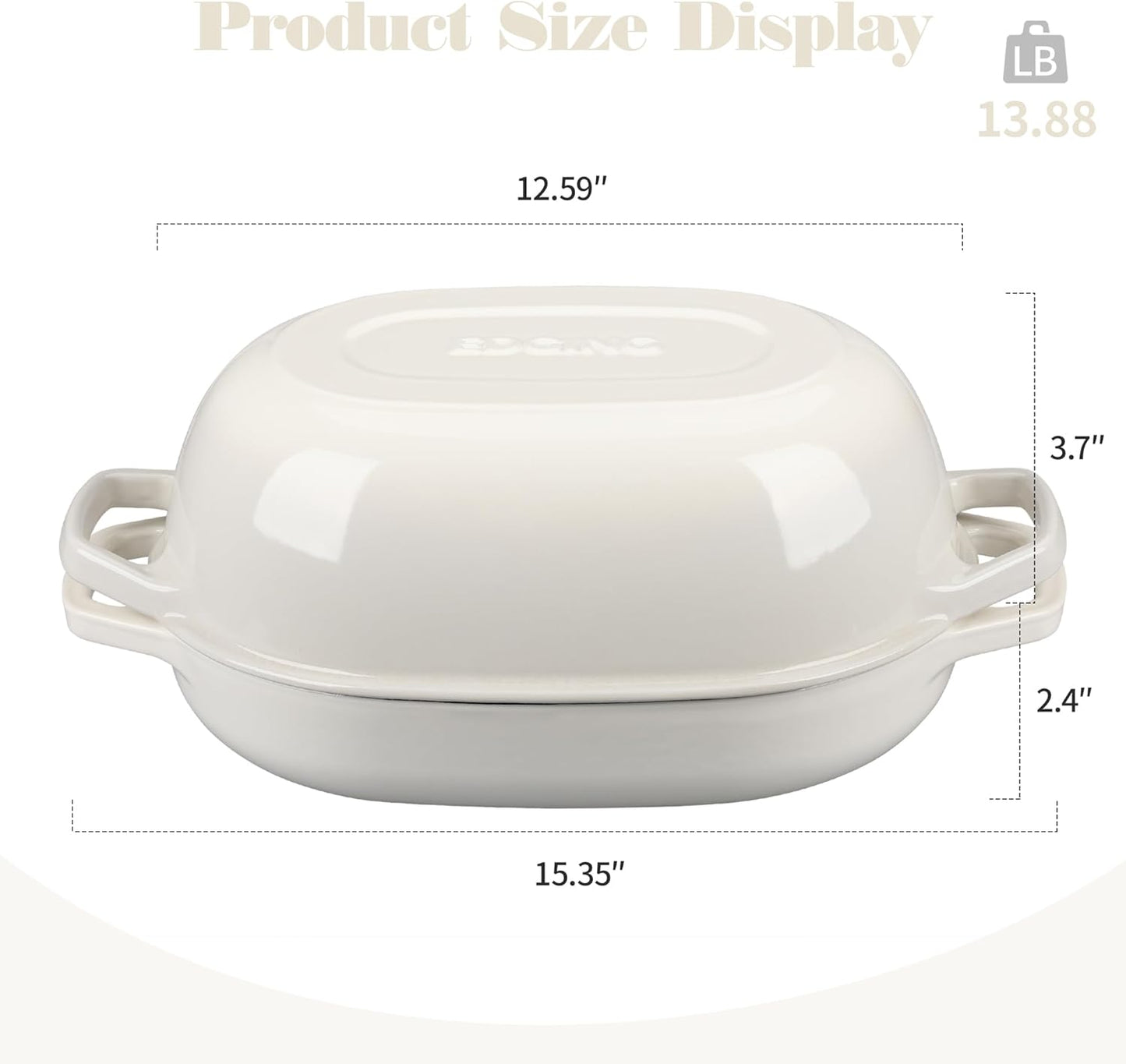 Enameled Cast Iron Dutch Oven Pot with Lid, Oval Dutch Oven for Bread Baking, Bread Oven for Homemade Sourdough Bread Baking, 7qt, White