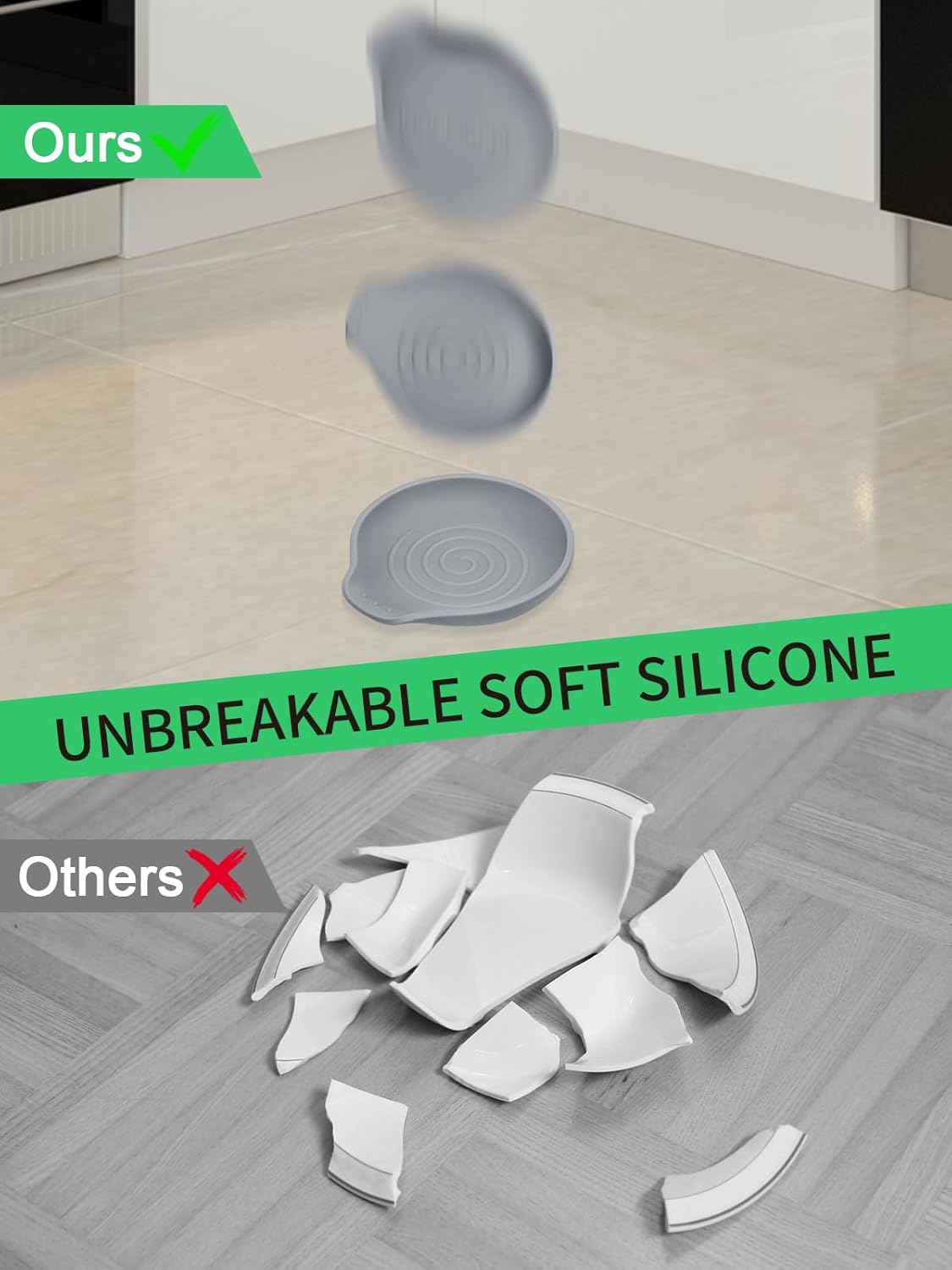 6.1" Large Spoon Rest for Stove Top, 1 Pack Silicone Spoon Rest for Kitchen Countertop Gray, Heat-Resistant Utensil Rest for Spatula, Tongs or Spoon