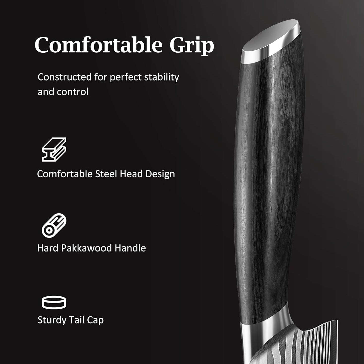 HOSHANHO 3 Pieces Knife Set, Professional High Carbon Powder Steel Kitchen Knife Set, Ultra Sharp Knives Set for Kitchen with Elegant Gift Box